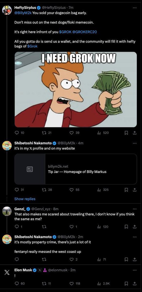 PsychosCalls's tweet photo. $GROK, Shibetoshi and Elon interact all in the same post

1B WITH OR WITHOUT YOU, ANON

IT'S TIME, @crypto_bitlord7 https://t.co/GrYmB51LxZ