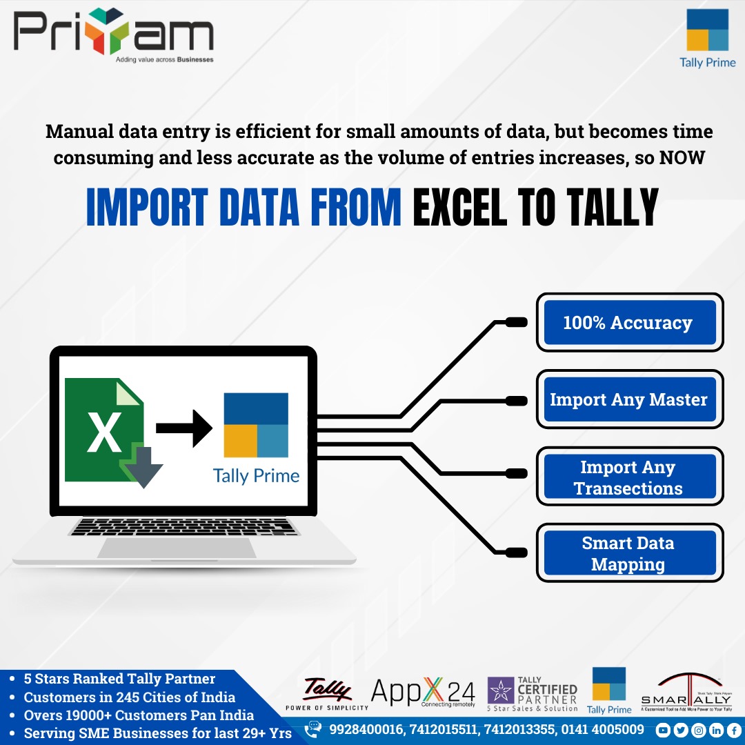 priyamtallyjpr's tweet image. 👉 Unlock enhanced efficiency with Excel to Tally data import! 
👉 Increase accuracy and save time by switching to smarter solutions. 
👉 Seamlessly import any transactions or master data into Tally with 100% accuracy. 
.
.
#ExceltoTally #DataImport #BusinessEfficiency