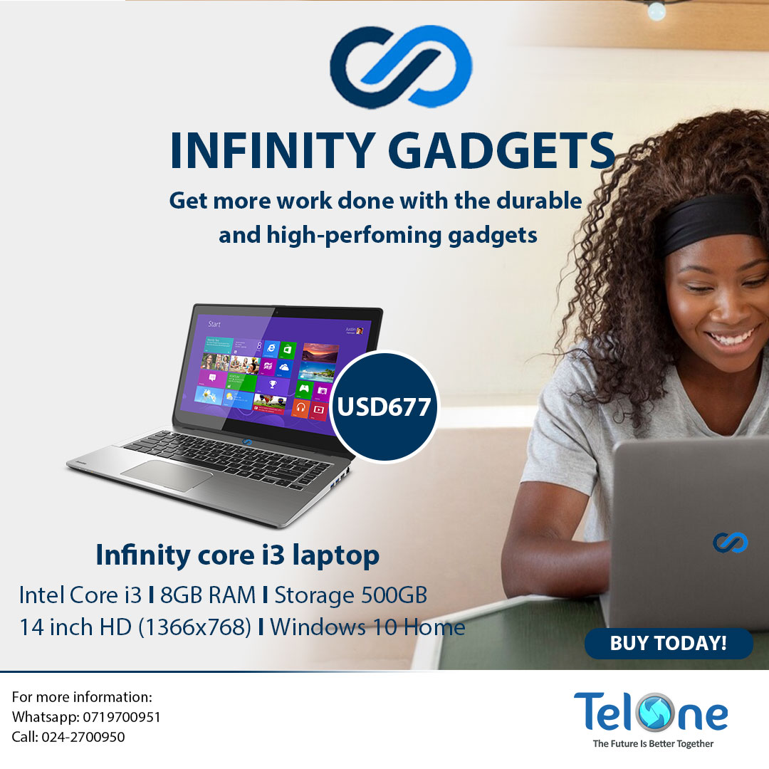 TelOneZW's tweet photo. Think smart and work smart with the Infinity Core i3 laptop. Available in ZWL! Call your nearest TelOne Client Service Centre today and get yours.
#TelOne
#TelOneTheFutureIsBetterTogether https://t.co/EE1xGkw3rE
