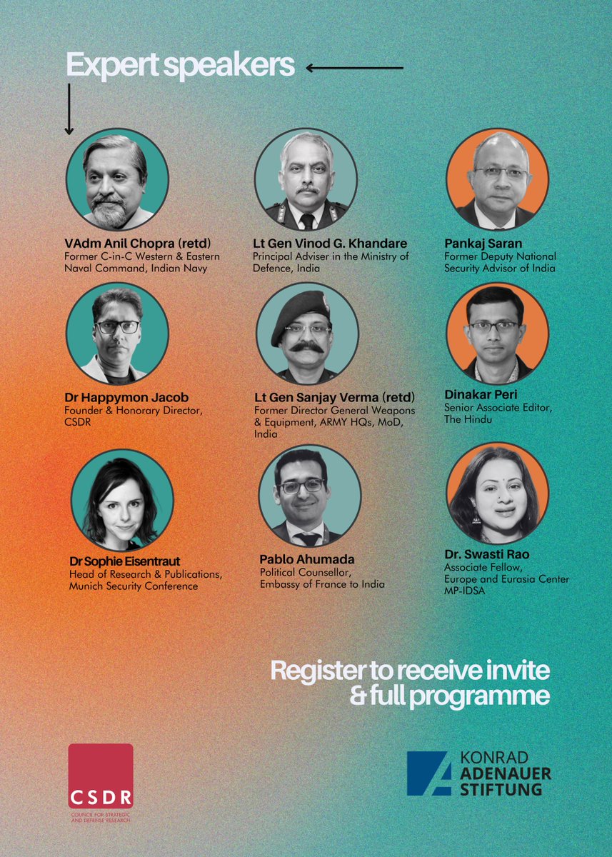 We are excited to host ' India and the new European geopolitics Conference' with @kas_india.  Registrations for Day 2 closing soon : tinyurl.com/35e4u49u @kas_india @HappymonJacob @GenHooda @PankajSaran11 @SalmaBava @dperi84 @Videluca59 @jaga876521 @swasrao