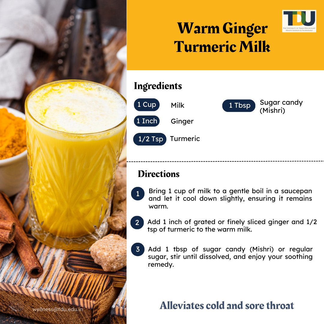 TDUPGConnect's tweet photo. Dive into natural remedies for common cold relief shared by Dr. Madhumitha Krishnan. Say goodbye to over-the-counter solutions and embrace the power of Ayurveda. #KitchenPharmacy #NaturalRemedies #Ayurveda #CommonCold #SelfCare #HomeRemedies #Wellness https://t.co/qEWjJJpC7t