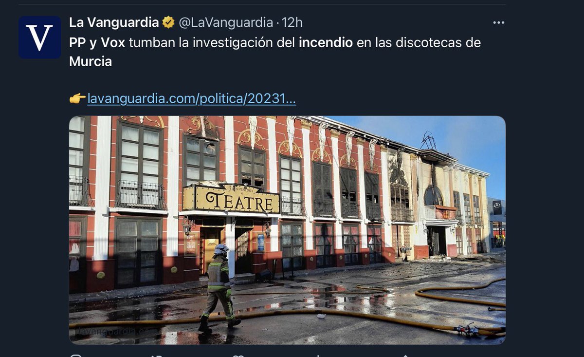 velveluaces's tweet photo. Con la legislación tan desarrollada y los materiales ignífugos q las normas estipulan xa este tipo d locales
¿Cómo es PPosible esto?
Q gran tragedia
Q gran pérdida de vidas
#DomingoTrágico
#Murcia
13 muertos NINGUNEAD@s por #PPVOX #PPOX y su RESOLUCIÓN EN EL PARLAMENTO MURCIANO! https://t.co/0gbZIKsjTz
