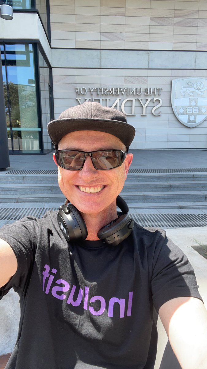 MartinRaffaele4's tweet photo. Just a lunchtime stroll where I decided to stop and take a photo in front of this sign. "Inclusif" is a company that removes the #stigmas that force people either into silence or exclusion when living a #neurodiversity. @Sydney_Uni  since 1999 after my 1st epilepsy surgery https://t.co/1kkTMCYLGP