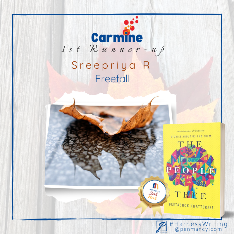 penmancy's tweet image. #HarnessWriting: Winners for #Carmine   

Let's congratulate  
🥇Bumpkin’s Destiny by Gowri Bhargav
🥈Freefall by Sreepriya R
🥉Yellow Hues of Autumn by Deepa Vishal

#writingprompt: penmancy.com/carmine 

#WritingCommunity #WinForAll #shortstories #fictionwriting