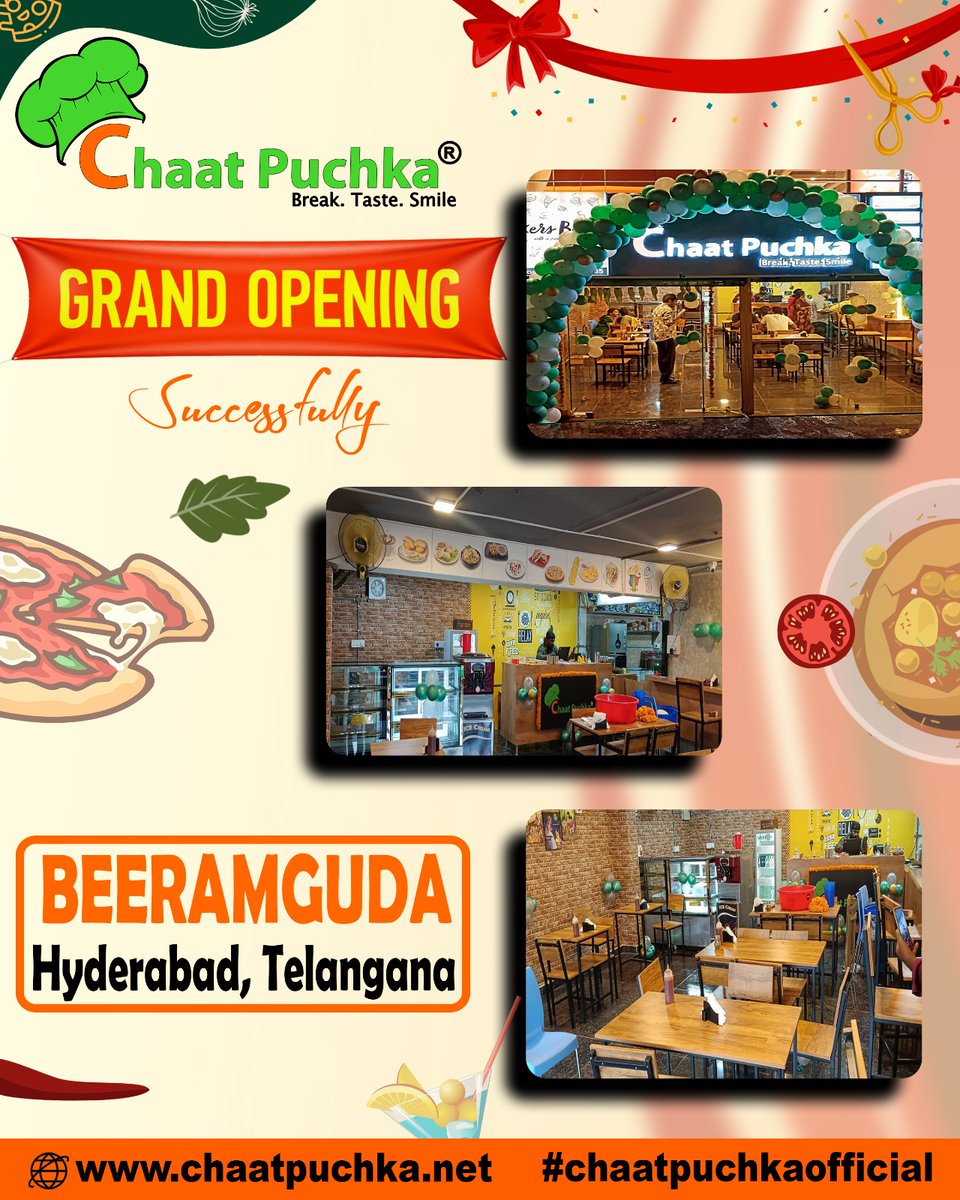 ChaatPuchka's tweet photo. Chaat Puchka has opened in Beeramguda, Hyderabad😊
.
#chaatpuchka #Hyderabad #Beeramguda #streetfood #newoutlet #successfully #cafeopen #restaurant #food #fastfood #hyderabadnews #chaat #india #Foodie #Telangana #deliciousfood #hyderabadfoodie #telanganatourism #hyderabaddiaries https://t.co/UutKPcLsu7