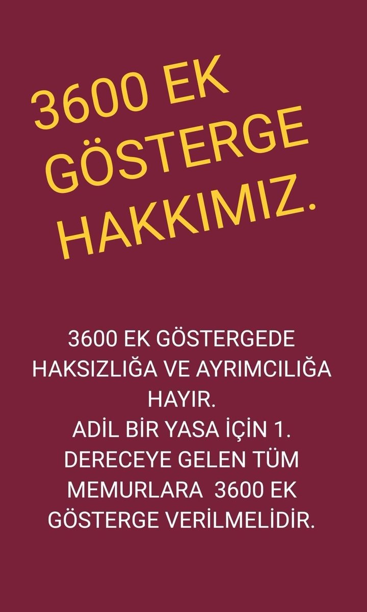 Sayın Cumhurbaşkanı <a href="/RTErdogan/">Recep Tayyip Erdoğan</a> Bakanlar <a href="/vedatbilgn/">Vedat Bilgin</a> İle <a href="/isikhanvedat/">Prof. Dr. Vedat Işıkhan</a> ın #BirinciDereceye3600 Ek Gösterge İçin Verdikleri Sözlerinin Mecliste Hayat Bulması İçin #3600EkGöstergeMeclise Gelsin Artık. <a href="/Akparti/">AK Parti</a> <a href="/MHP_Bilgi/">MHP</a> <a href="/akbasogluemin/">Av. M.Emin AKBAŞOĞLU 🇹🇷</a> <a href="/avabdullahguler/">Abdullah Güler</a> <a href="/abdulhamitgul/">Abdulhamit Gül</a> <a href="/memetsimsek/">Mehmet Simsek</a>