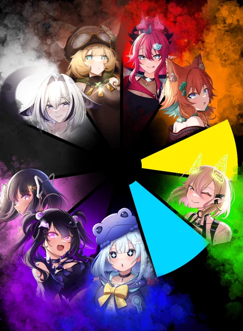 White is done and the newest addition to the wheel is the lovely Kilia Kurayami! Loved your "defying gravity"  #KiliArtAlright let's move on to black themed vtubers! What suggestions you got?  