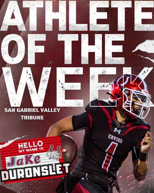 Two time athlete of the week… must be someone special… must be the one and only Jake Duronslet QB #1 💪💪💪