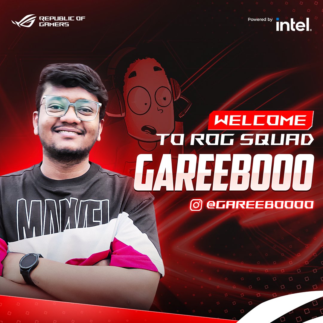 ASUS_ROG_IN's tweet photo. Power up, gamers! We're thrilled to introduce you to the newest member of our ROG Squad, @Gareeboo. Tune in to his streams for some insane plays and epic content!

#ROGIndia #ROGSquad #Gareebooo https://t.co/yLrMyWFiHb