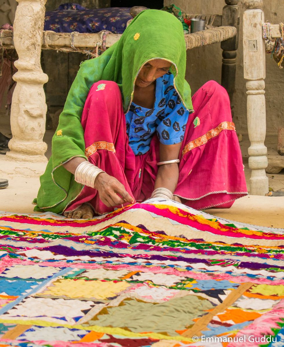 emnpk's tweet photo. Here is Indus woman stitching Ralli.
Rilli' or 'Ralli' are the traditional bedspreads handmade by women from villages of Sindh Pakistan. The Rilli work comes in three categories of design patchwork, applique, and embroidery. https://t.co/ZaYEUpzdFw