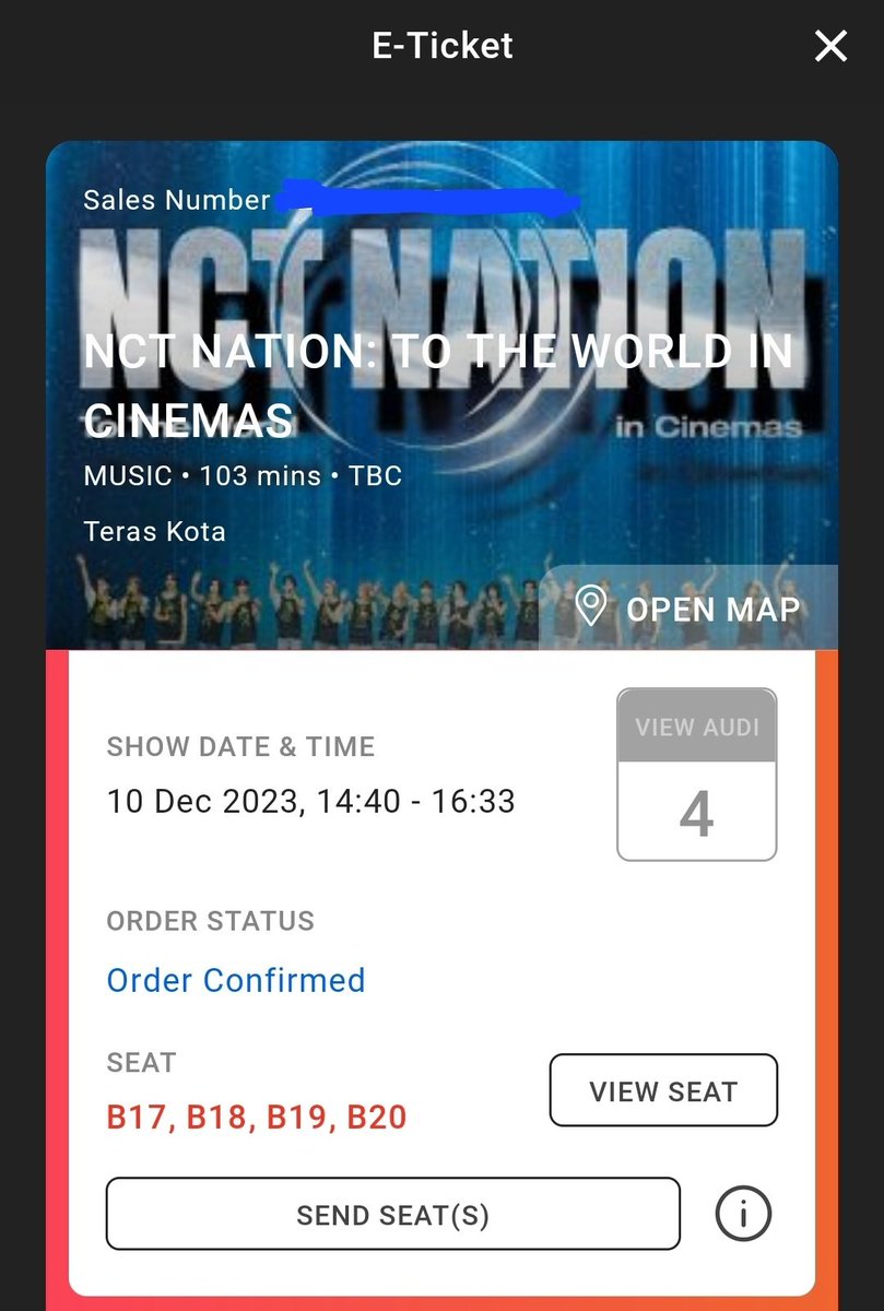 sweetneos's tweet photo. [ WTS ] Tiket CGV NCT Nation, 4 Tix
📍CGV, Teras Kota, Tangsel
🗓 Minggu, 10 Desember 2023
🕑 14.40
🎥 B17, B18, B19, B20
price: 180k/ea
sama seperti di app CGV

Alasan jual: beli double

t. wtb eticket to the world in cinemas tangerang selatan seat B https://t.co/LSQ9Q9dKxD