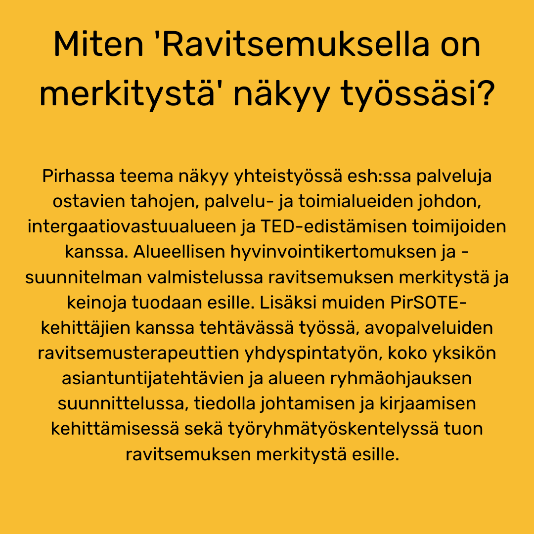Ravitsemustieteilijöitä  toimii monilla eri sektoreilla: asiakas- ja potilastyössä, tutkimus- ja  kehitystyössä, kuntoutuksen parissa, ruokateollisuudessa,  potilasjärjestöissä ja muissa 3. sektorin toimissa jne. #ravitsemus #ravitsemusviikko #ravitsemustieteilijä
