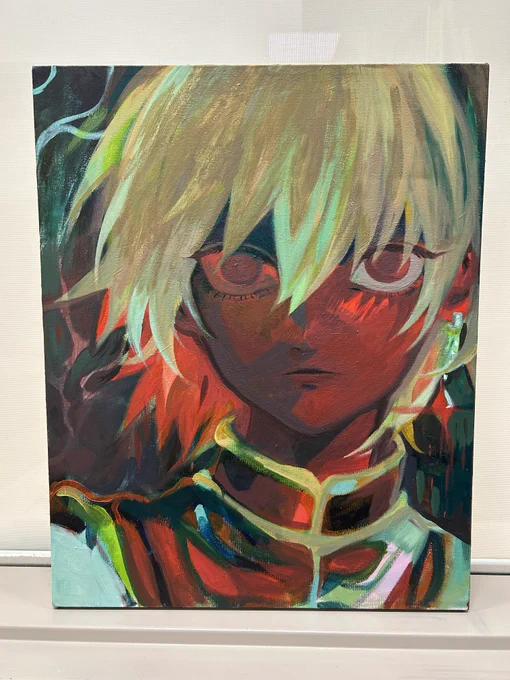 still a work in progress but i have slowly repainted parts of this kurapika painting :^)   left is the current version! Right was the one I painted 2 or 3 years ago