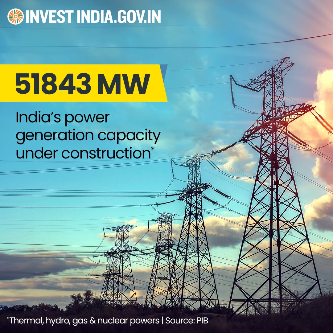 #NewIndia - powered up for progress, with an electricity generation target of 1750 Billion Units for 2023-2024.🔌⚡

Energise your growth with India, know more: bit.ly/II-Thermal 

#InvestInIndia #ElectricityConsumption #PowerSector #ThermalPower @mnreindia @OfficeOfRKSingh