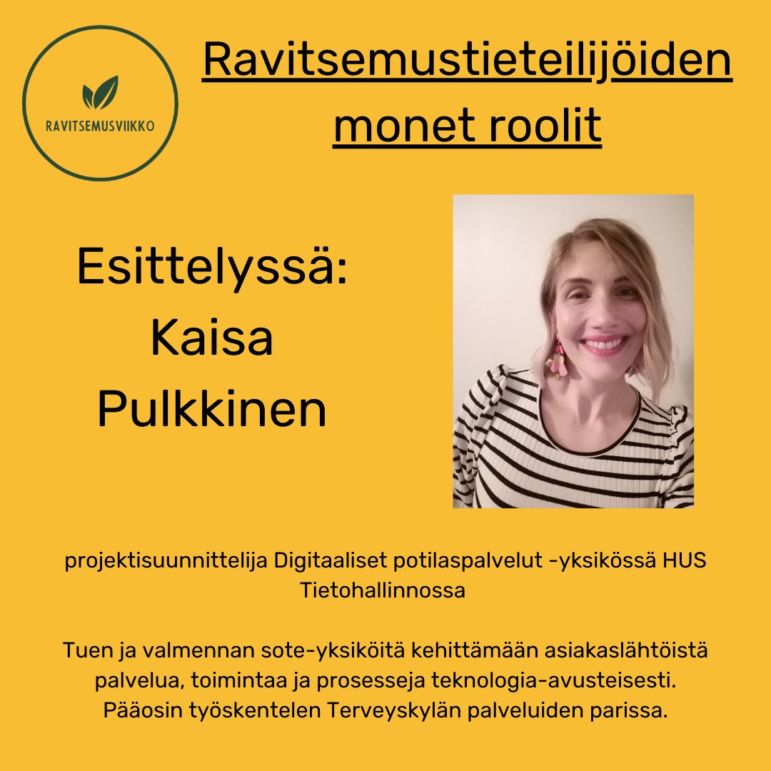 ravitsemus's tweet photo. Ravitsemustieteilijöitä  toimii monilla eri sektoreilla: asiakas- ja potilastyössä, tutkimus- ja  kehitystyössä, kuntoutuksen parissa, ruokateollisuudessa,  potilasjärjestöissä ja muissa 3. sektorin toimissa jne. #ravitsemus #ravitsemusviikko #ravitsemustieteilijä https://t.co/myOh7MuKeX