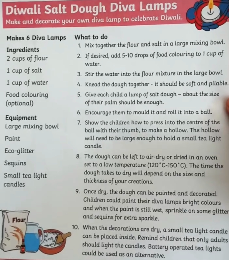 MiddlewichPS's tweet photo. Diwali, the Hindu festival of light, will be celebrated on Sunday.

We’ve attached instructions below if you would like to make your very own diva lamp. 

We’d love to see pictures of your lamps or bring them into school to share with us. We can’t wait to see your creations! https://t.co/eiMzuY6j3o