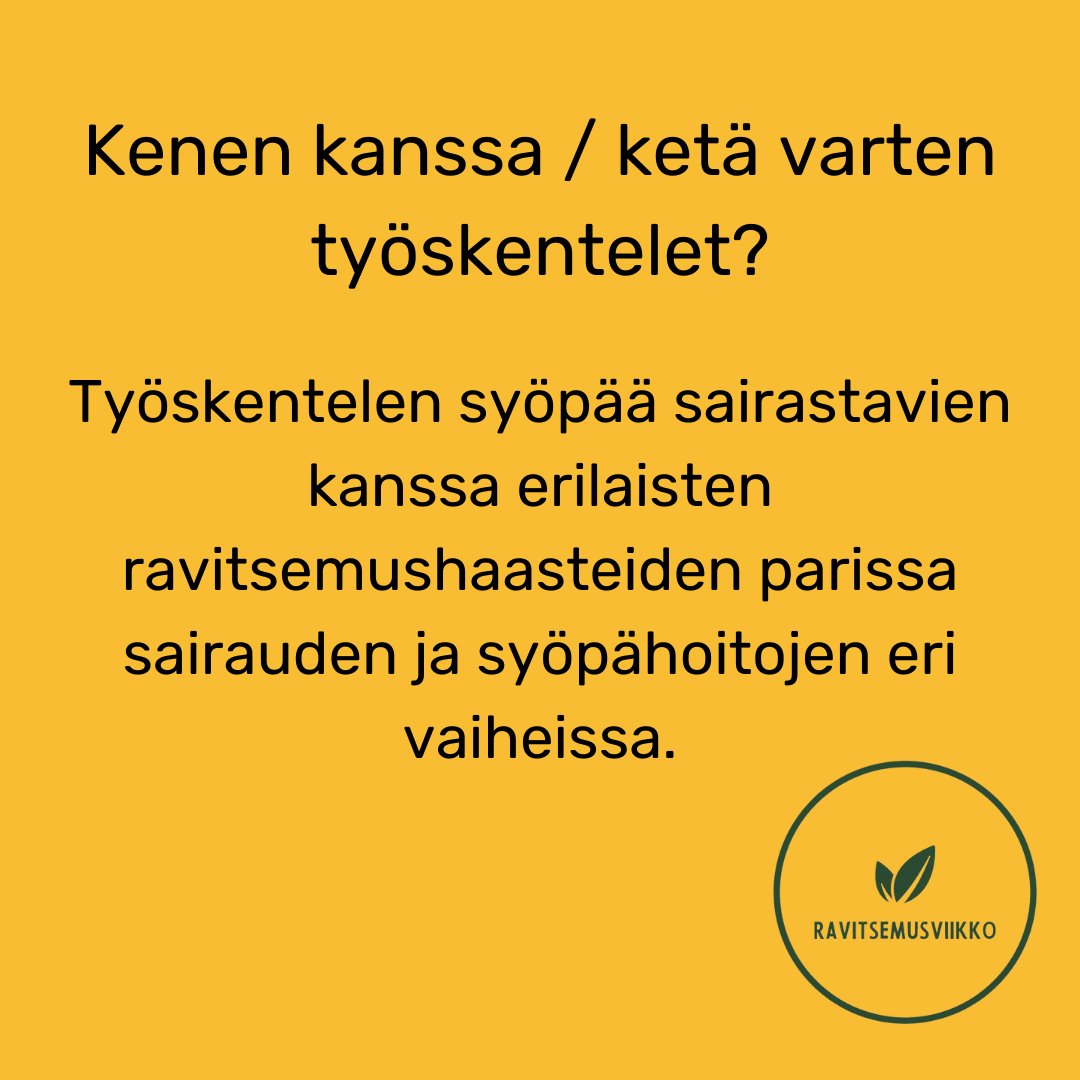 ravitsemus's tweet photo. Ravitsemustieteilijöitä  toimii monilla eri sektoreilla: asiakas- ja potilastyössä, tutkimus- ja  kehitystyössä, kuntoutuksen parissa, ruokateollisuudessa,  potilasjärjestöissä ja muissa 3. sektorin toimissa jne. #ravitsemus #ravitsemusviikko #ravitsemustieteilijä https://t.co/0Ln5IlyX7Y