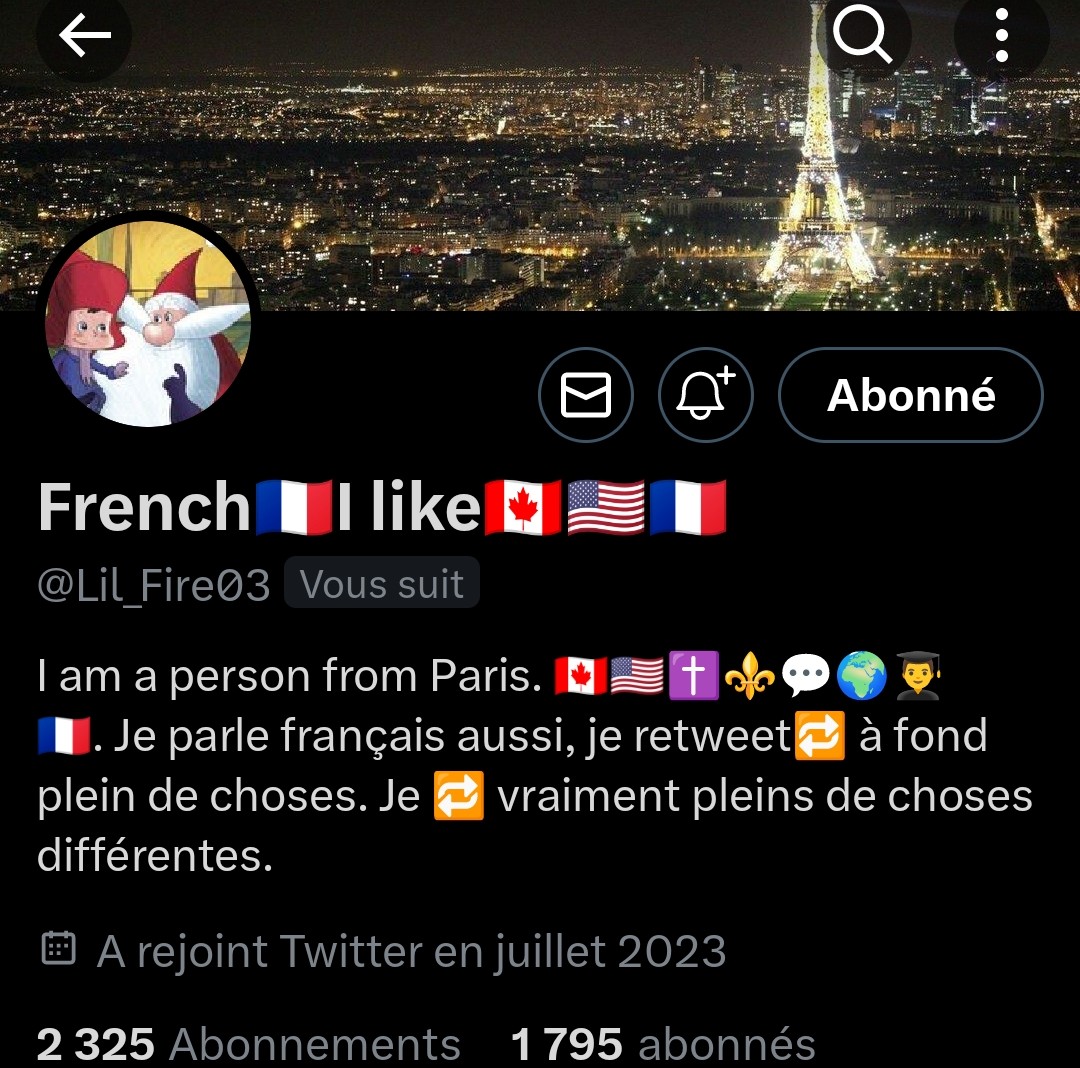 INFO🚨Mes amis abonnés😉Ainsi que l'équipe #JambonBeurre 🇨🇵
Notre amie <a href="/Lil_Fire03/">French🇫🇷I like🇨🇦🇺🇸🇫🇷</a>  👍Aurait besoin d'un petit coup de pouce pour grossir sa TL!Et ainsi lui donner plus de visibilité!Merci de vous abonner à elle🙏!Merci et n'oubliez pas!Tous ensemble nous sommes plus forts!🇨🇵