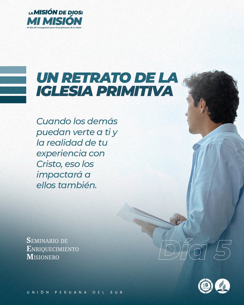 Día 5 - UN RETRATO DE LA IGLESIA PRIMITIVA

“Cuando los demás puedan verte a ti y en la realidad de tu experiencia con Cristo, eso los impactará a ellos también”

#LaMisiónDeDiosMisiónPersonal

#Proyecto100 #SEM2023

Vamos juntos y #CONECTADOS🔌