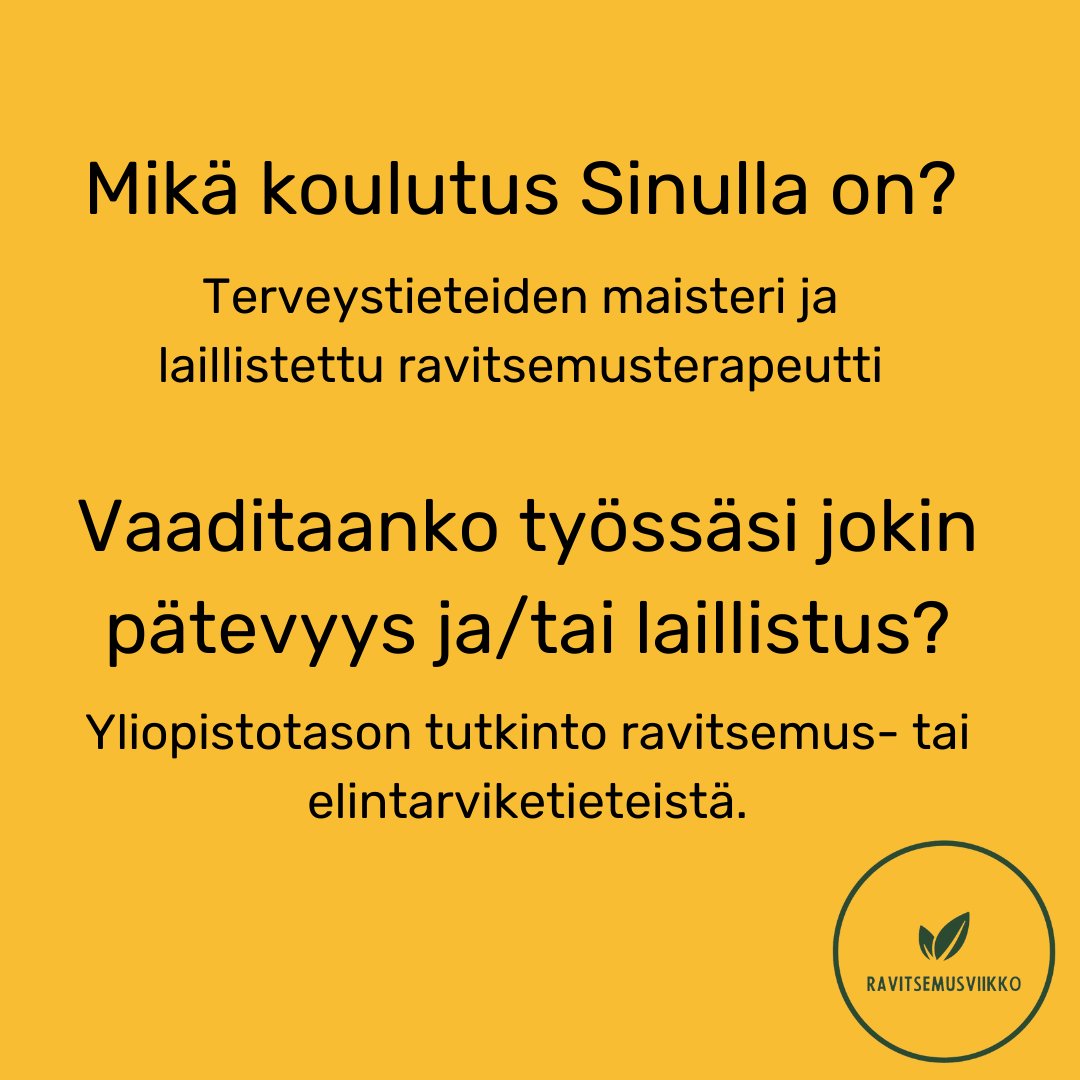 ravitsemus's tweet photo. Ravitsemustieteilijöitä  toimii monilla eri sektoreilla: asiakas- ja potilastyössä, tutkimus- ja  kehitystyössä, kuntoutuksen parissa, ruokateollisuudessa,  potilasjärjestöissä ja muissa 3. sektorin toimissa jne. #ravitsemus #ravitsemusviikko #ravitsemustieteilijä https://t.co/jm6IRoV0op