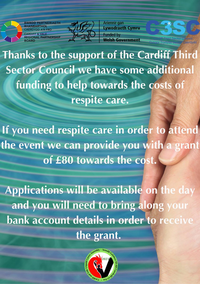Mikeo56977865's tweet image. Bookings close tomorrow (Friday November 10th), so hurry and book your place for the #Cardiff and #Vale #UnpaidCarersAssembly2023