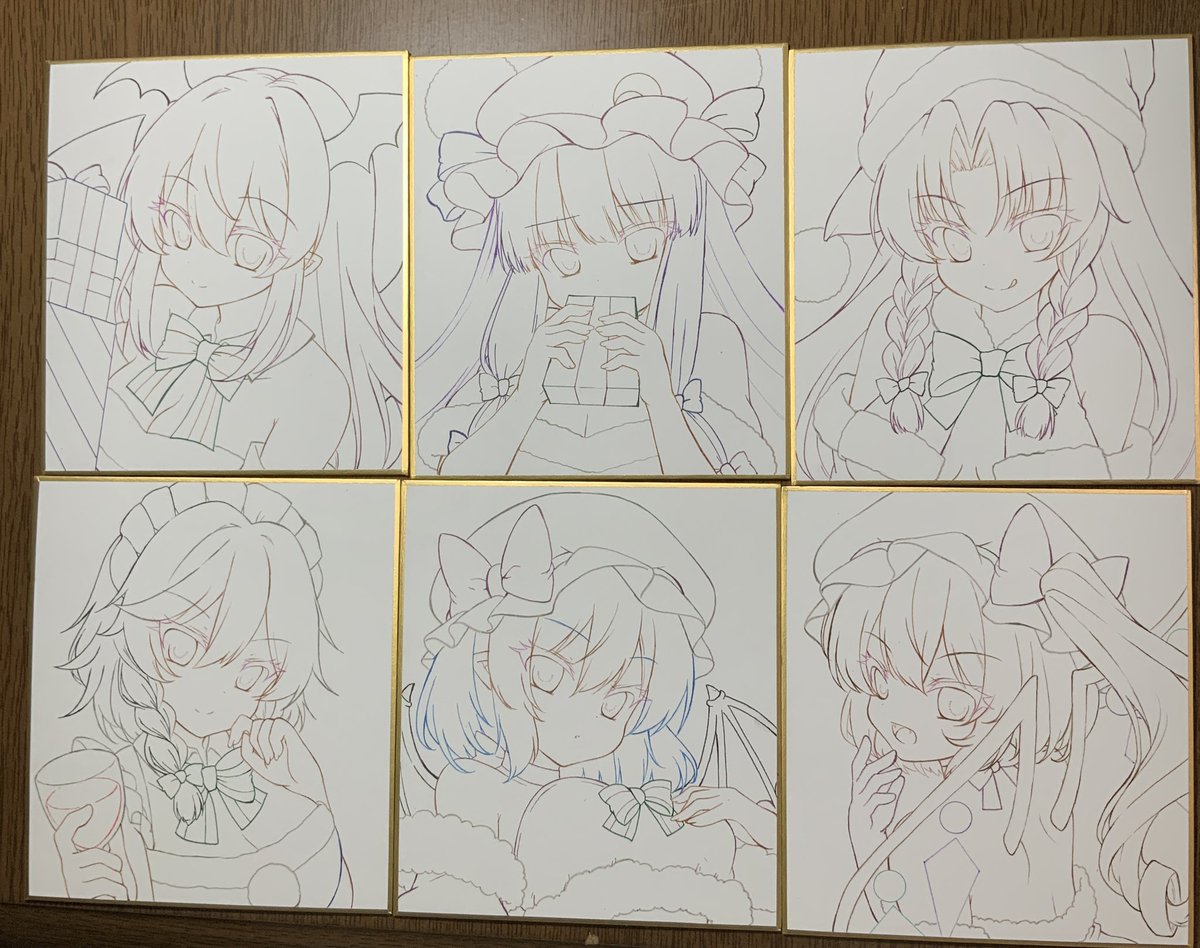 今日の進捗。
紅魔館全員のサンタ服。記憶には描いたことない…
明日は他の線画_φ(・_・ 