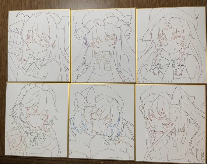 今日の進捗。
紅魔館全員のサンタ服。記憶には描いたことない…
明日は他の線画_φ(・_・ 