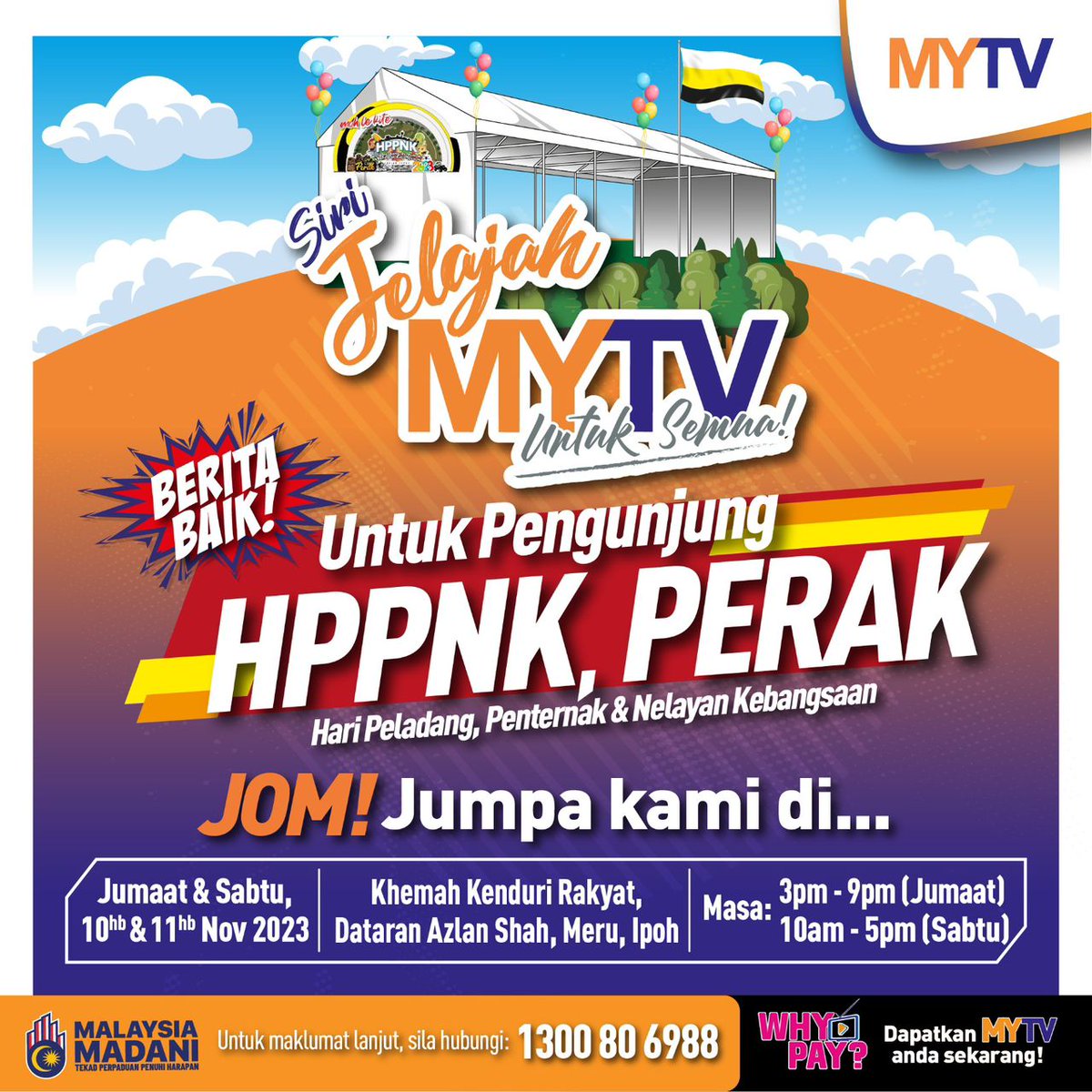 LPP_MALAYSIA's tweet photo. 𝐌𝐄𝐍𝐀𝐑𝐈𝐊 𝐃𝐈 𝐇𝐏𝐏𝐍𝐊 𝐓𝐀𝐇𝐔𝐍 𝟐𝟎𝟐𝟑

📌𝐒𝐈𝐑𝐈 𝐉𝐄𝐋𝐀𝐉𝐀𝐇 𝐌𝐘𝐓𝐕 𝐔𝐍𝐓𝐔𝐊 𝐒𝐄𝐌𝐔𝐀
Untuk Warga Ipoh Perak! Jom bersama kami di lokasi Jelajah MYTV di Khemah Kenduri Rakyat

Klik Pautan👇🏻
https://t.co/yOZhP9mqu9 https://t.co/iVDr3EpaEO