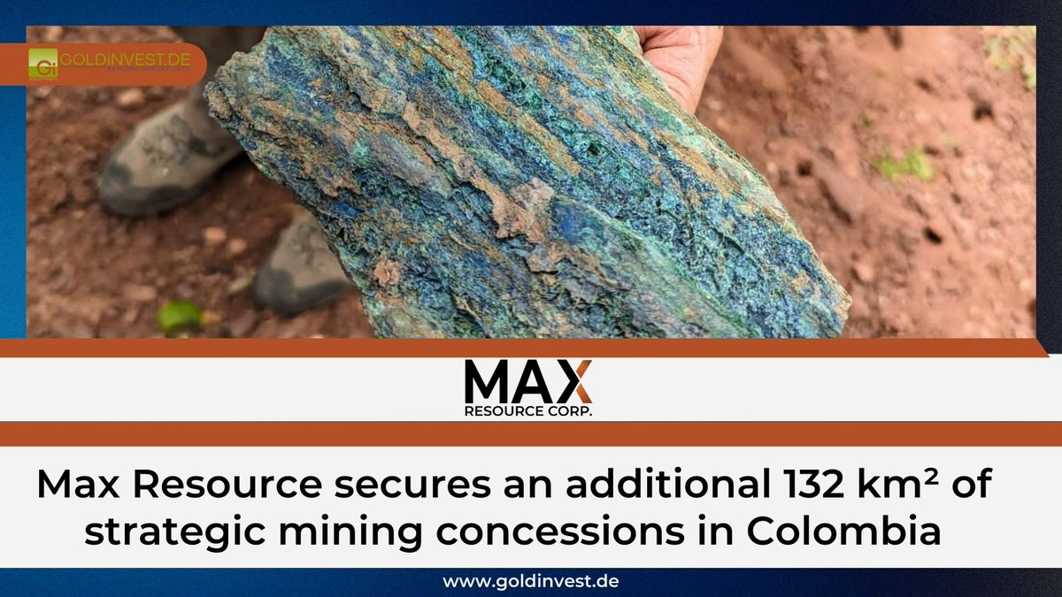 GOLDINVEST_de's tweet photo. Following recent successes through airborne exploration, #MaxResource (TSXV: $MAX: FRA: M1D2) has strategically expanded its large land position in Colombia’s Cesar Basin further. 

Read more ▶️▶️ https://t.co/unoi6hfqqq https://t.co/1a5sq42a14