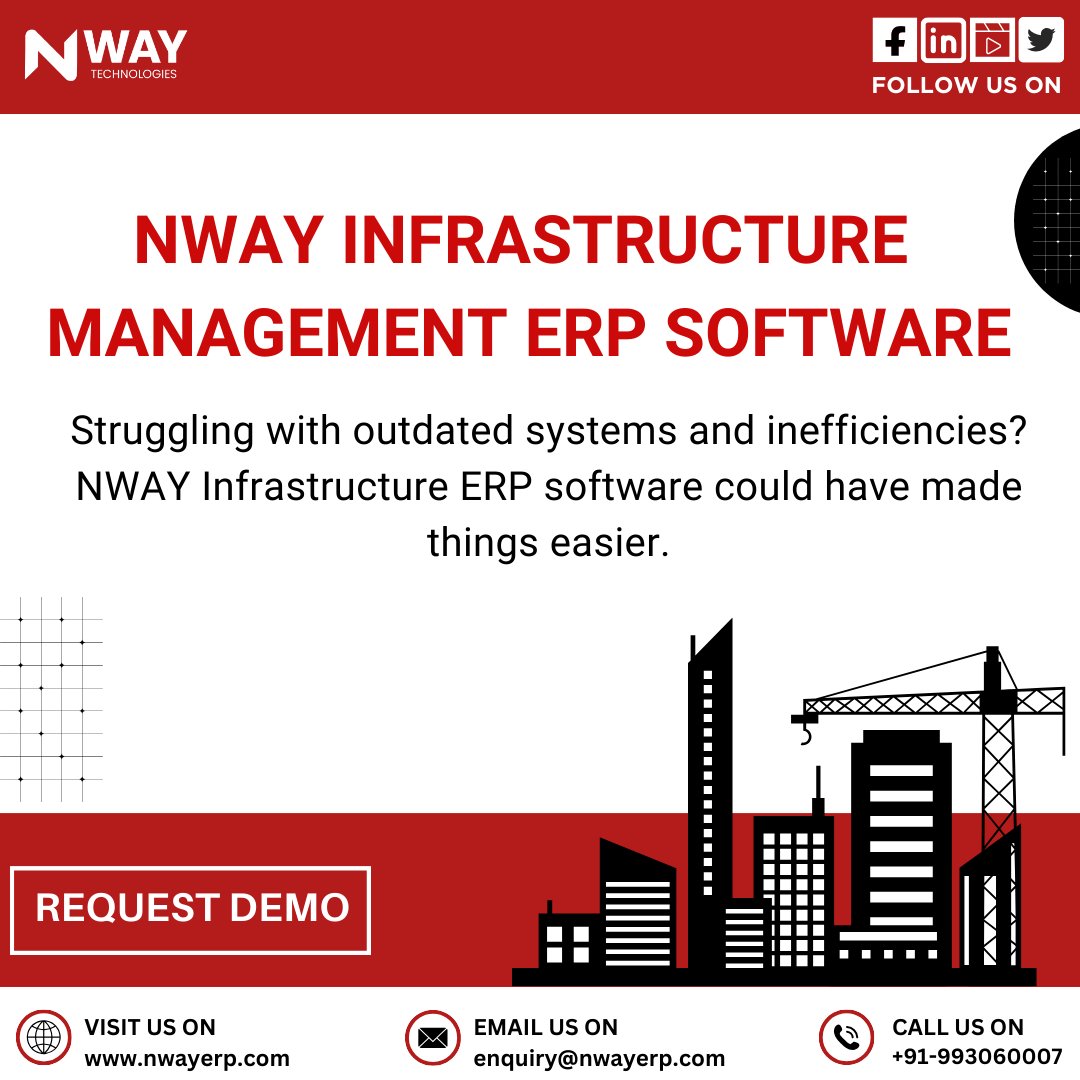 Nway_Tech's tweet image. 𝗡𝗪𝗔𝗬 𝗜𝗻𝗳𝗿𝗮𝘀𝘁𝗿𝘂𝗰𝘁𝘂𝗿𝗲 𝗘𝗥𝗣 𝗦𝗼𝗳𝘁𝘄𝗮𝗿𝗲

NWAY Infrastructure ERP Software could have made things easier. Our ERP software streamlines everything into one easy-to-use platform.

#ERPSoftware #InfrastructureManagement #SimplifiedOperations #Efficiency #NwayERP