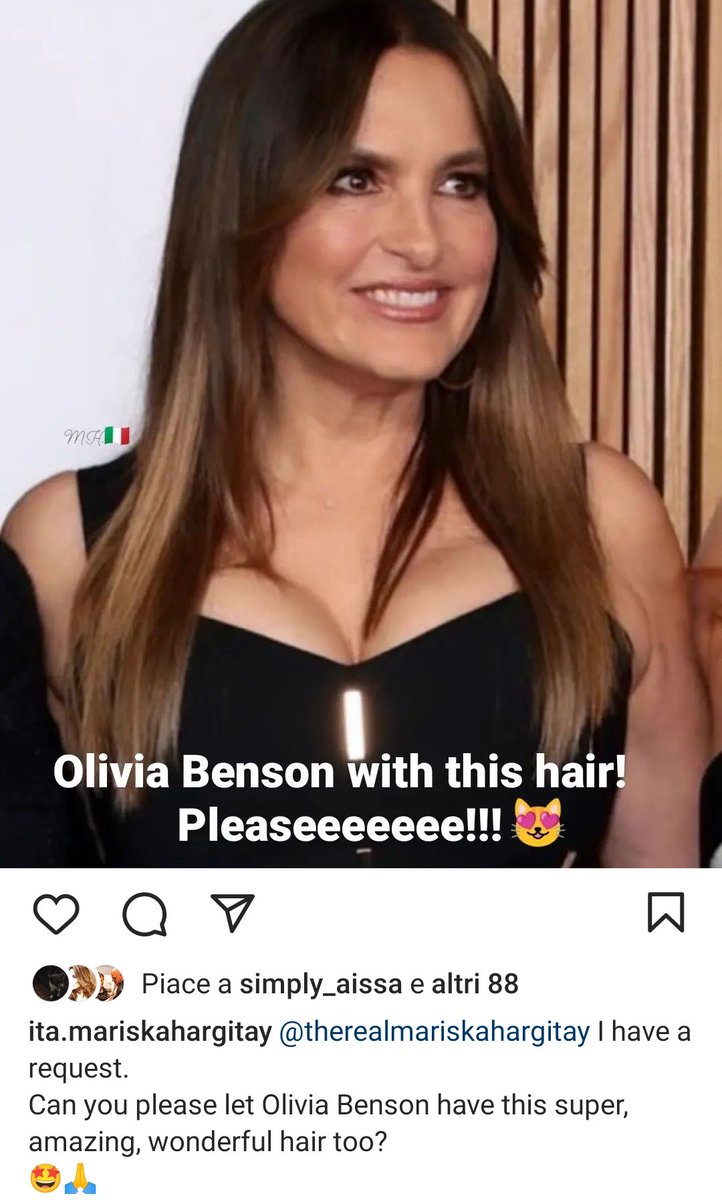 ItMariska's tweet photo. Hey guys!
Mariska liked this pic. Maybe we're lucky and we'll have Olivia Benson with this fucking amazing hair!๐๐๐๐๐๐๐คฉ๐คฉ๐คฉ
#MariskaHargitay #OliviaBenson #svu #HumanPerfection https://t.co/HHk1bXYcnh