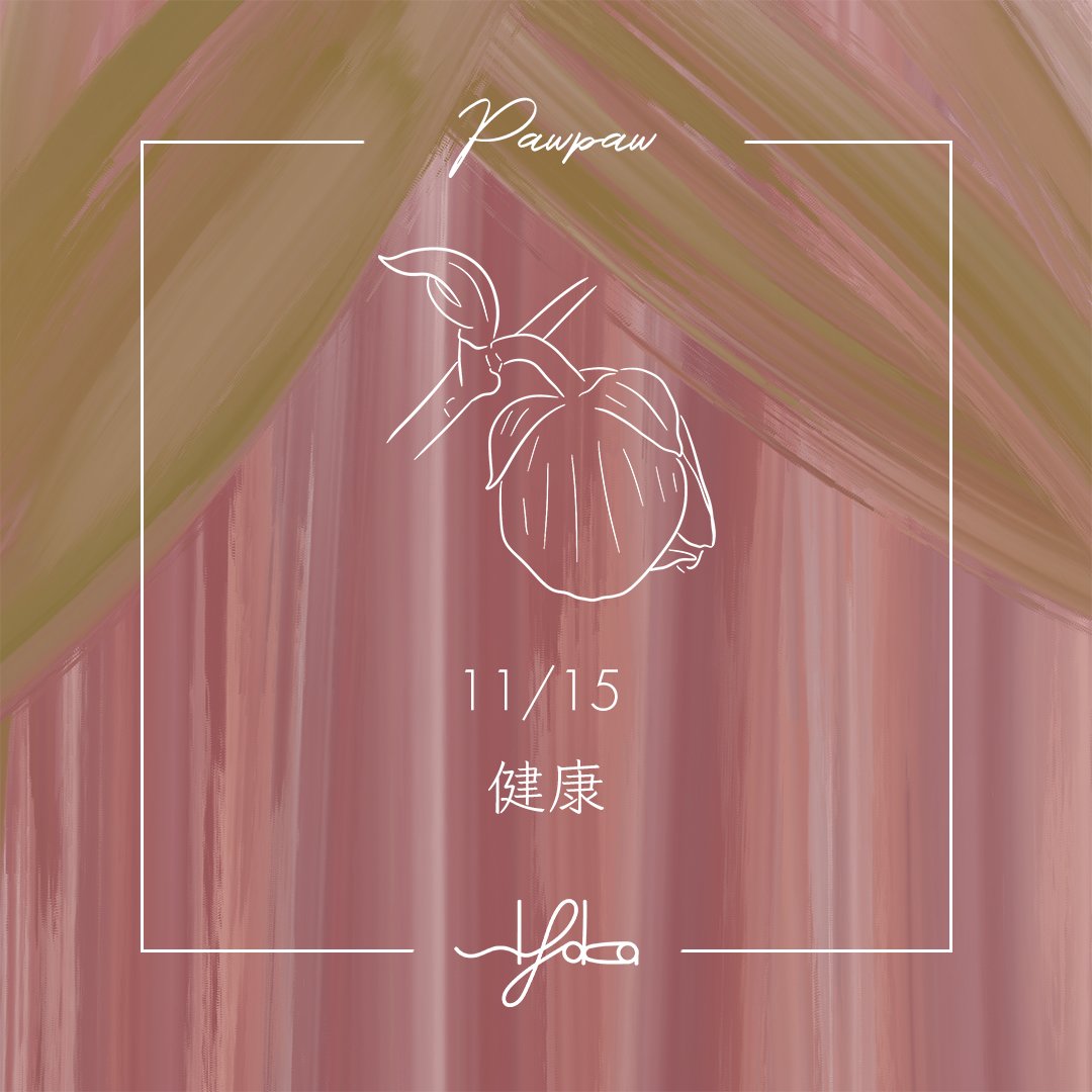 siyaka_480's tweet photo. おはようございます☀️
sIyaka（シヤカ）です💐

本日11/15の誕生花は『ポポー』
花言葉は『健康』

今日も健やかな1日になりますように☺️ https://t.co/GDNlVaf2g6