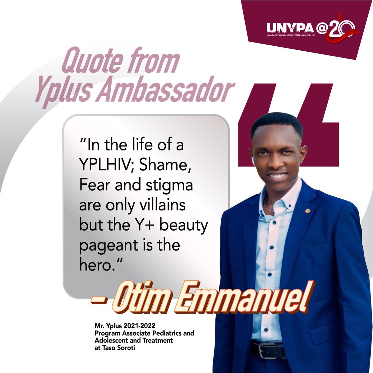 SaniJerry03's tweet photo. "In the life of a YPLHIV;Shame ,Fear and stigma are only Villains but the Y+ beauty pageant is the hero "
#unypa@20 https://t.co/t9DyjeUIQc