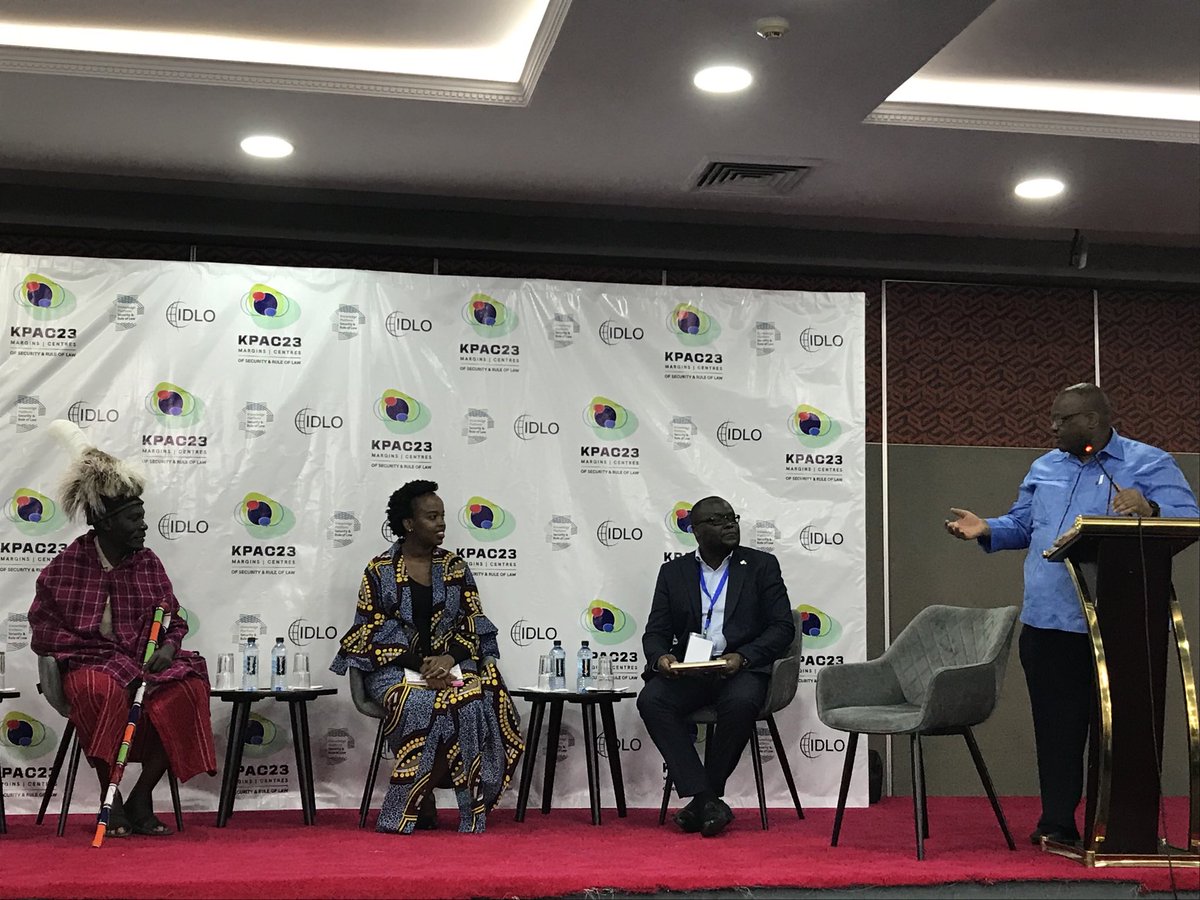 mijawara's tweet photo. @IDLO's @counsel3000 introducing the outstanding keynote panel at #KPAC23, asking the question: How do we ensure voices from "the margins" of power and decision-making are heard at the centre of #security and #ruleoflaw #srol? @kpsrl_ https://t.co/gUhETJB594
