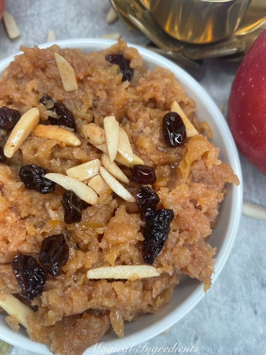 This #datesugar #apple #halwa is a #healthy #sugarfree #dessert for any occasion. It is #easyrecipe and #makeahead. #diwalirecipe #autumndessert #holidayrecipe #applerecipes magical-ingredients.com/2023/10/apple-…