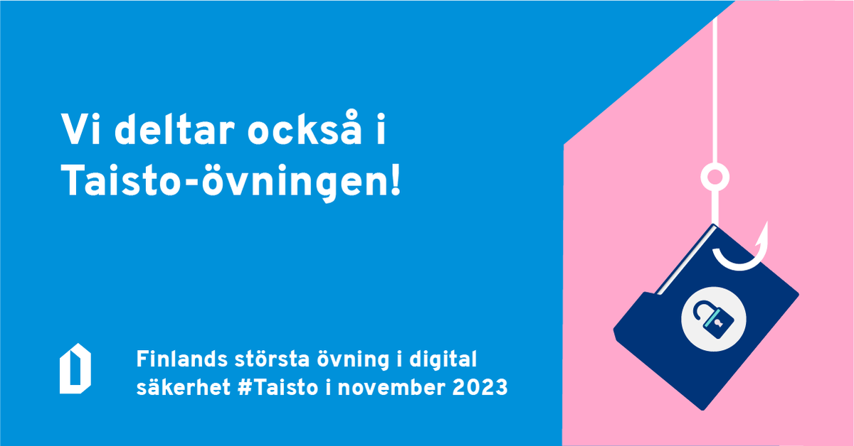 Raseborgs stad deltar i dag i #Taisto-övningen, Finlands största övning i digital säkerhet. 

Raaseporin kaupunki osallistuu tänään Taisto-harjoitukseen, joka on Suomen suurin digiturvaharjoitus.