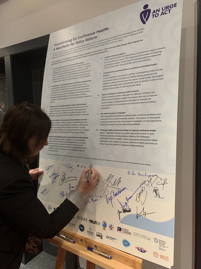 A great milestone yesterday in Brussels. The first ever  Continence for Health Summit as part of the ongoing 'Urge to Act' campaign. Thank you to everyone for this momentous occasion. Signing the Continence Health Manifesto along with other key stakeholders.