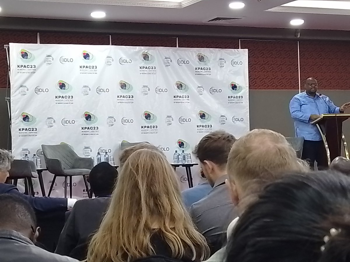 SAPPCPEACE's tweet photo. We are @kpsrl_ #KPAC23 Conference in #Nairobi. Netherlands Dep Ambassador Bommel &amp;  @counsel3000 from @IDLO giving opening &amp; keynote addresses. 2023 Theme is #Margins &amp; #Centres of #Security &amp; Rule of Law #People Centred #Justice #Peace #Localisation #ClimateSecurity #Governance https://t.co/As56zULBwW