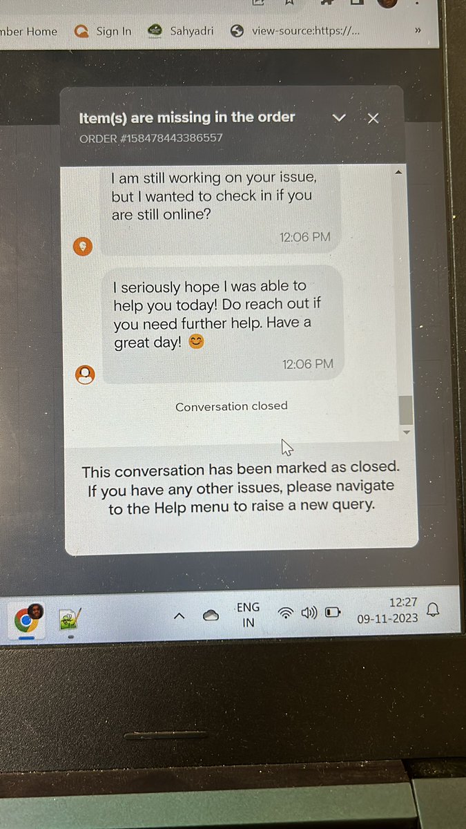 dndips's tweet photo. @Swiggy one item from my order is missing and did not received satisfactory feedback how can I re open this conversation https://t.co/kXh8wrEh7u