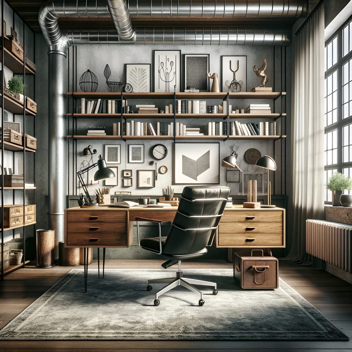arcnsphere's tweet photo. A symphony of style with our latest interior concepts where industrial meets mid-century modern elegance.  Each space, from the living room to the sleek home office, the serene bedroom and the bathroom, is meticulously crafted to inspire and elevate your living experience. https://t.co/h8DB2GSoMu