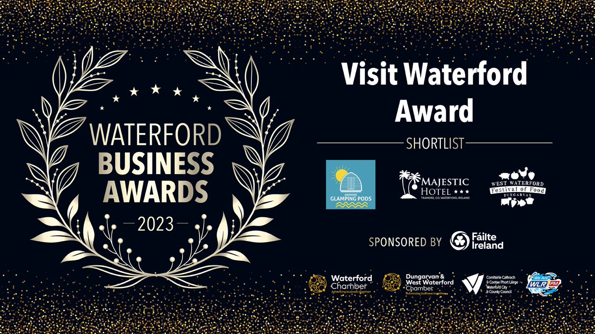 Today, we're excited to introduce the exceptional shortlisted finalists in the Visit Waterford category at the 10th Annual #WBA23: @Majestictramore, @WdfoodFestival, and <a href="/GlampingPods/">Ardmore Glamping Pods</a> sponsored @Fáilte_Ireland for their support.

learn more: crm.waterfordchamber.ie/events/details…