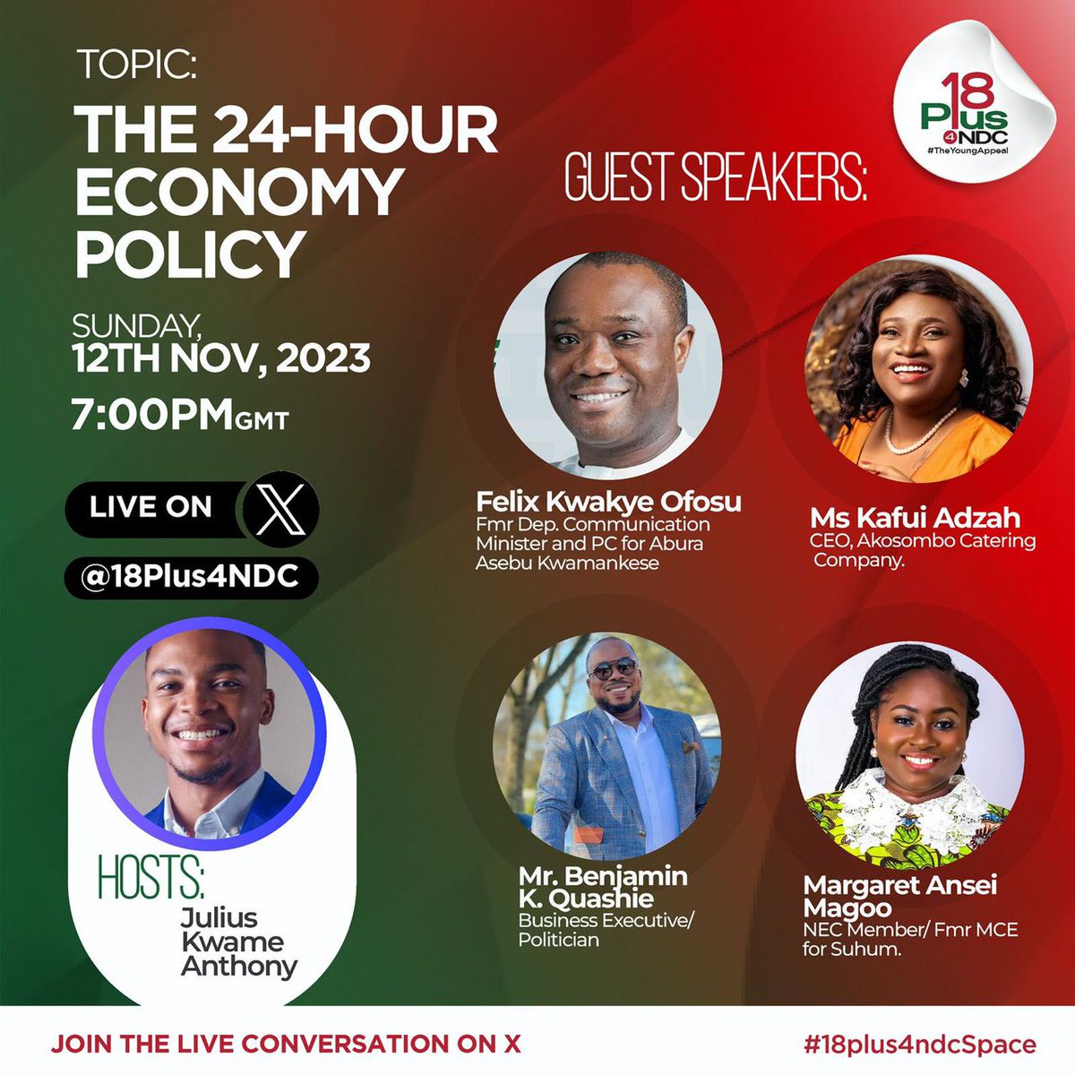 Join us this Sunday as we have an extensive conversation on the game changing 24HourEconomy proposal aimed at creating sustainable jobs from HE John Mahama. #TheYoungAppeal #24HourEconomy