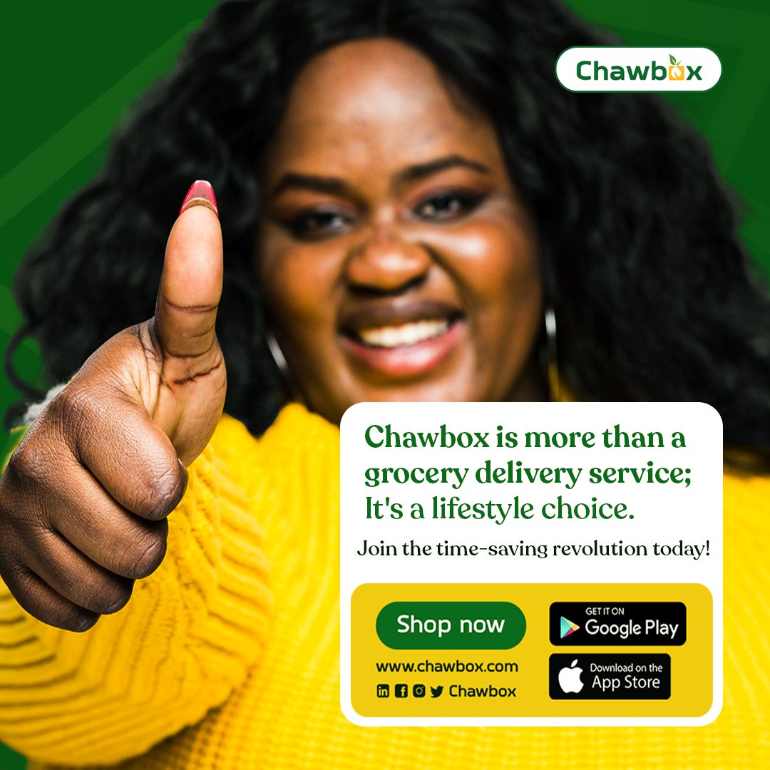 Chawbox is more than a grocery delivery service; it's a lifestyle choice.

Join the time-saving revolution today! 

#Chawbox 
#ShopSmartSaveMore
#groceriesinlagos