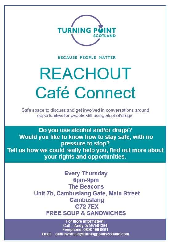 andyronald1's tweet photo. Cafe Connects ☕ 

Come along and join us for a safe space to connect with others.  

📅Thursday 9th November
⏰ 6pm - 9pm
📍Cambuslang Beacons, Cambuslang Gate https://t.co/piIweTLy0t