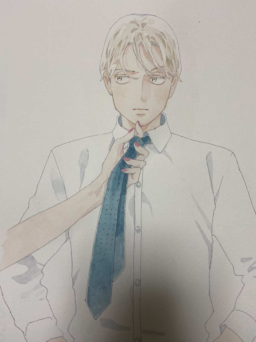 nanami kento necktie shirt blonde hair 1boy adjusting necktie male focus short hair  illustration images