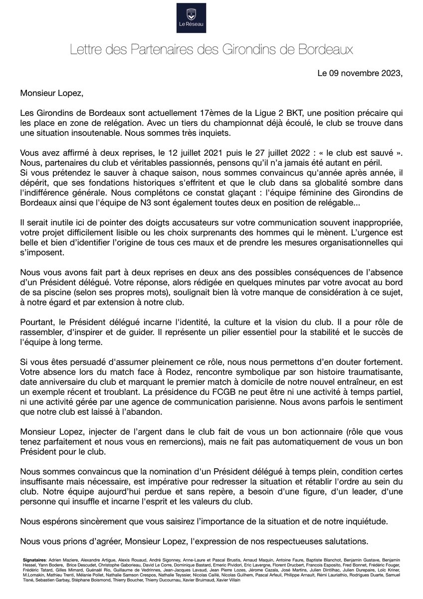 BenjaminHessel's tweet photo. 🔵⚪️ Monsieur @gerard_lopez_ , 50 partenaires des Girondins de Bordeaux tenaient à vous adresser cette lettre ⬇️