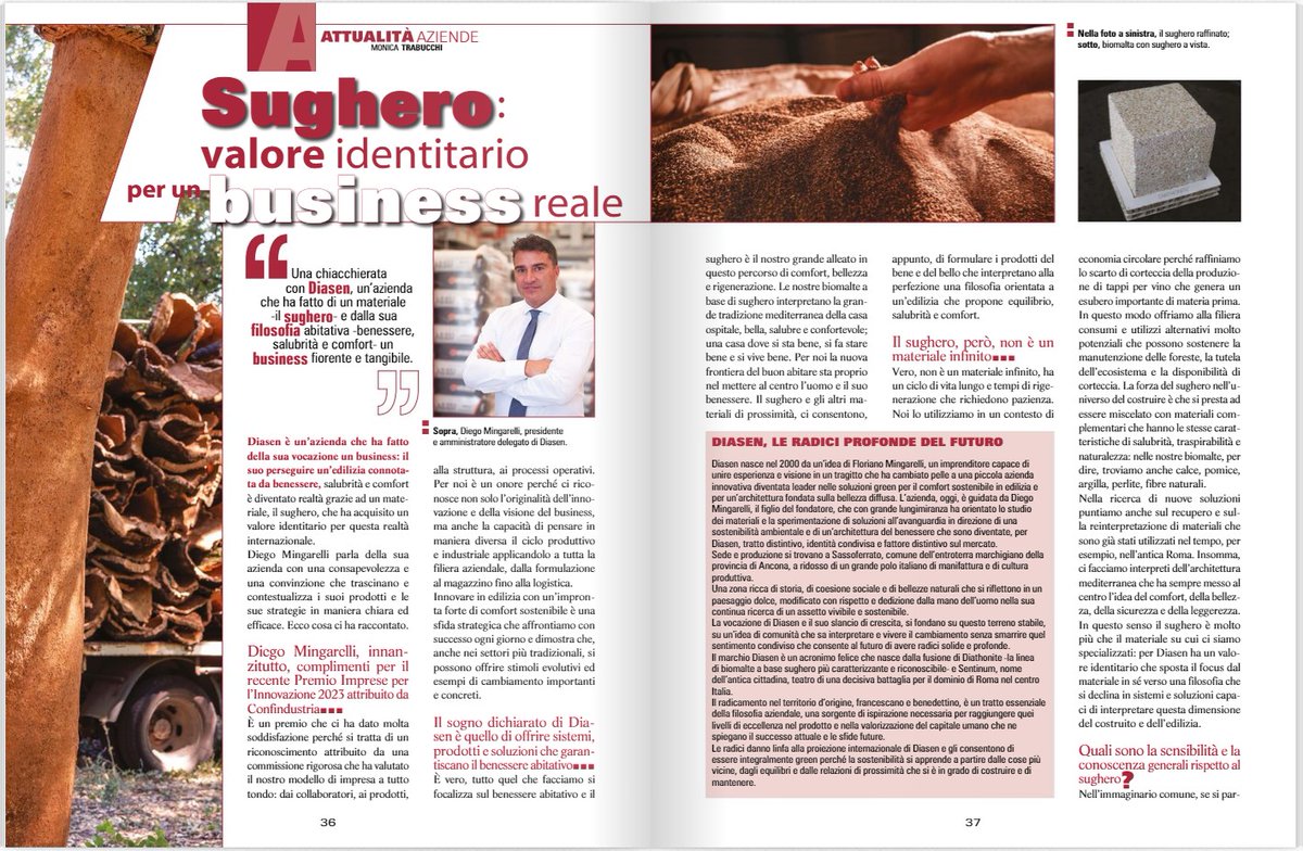 diegomingarelli's tweet photo. La mia intervista alla rivista @ColoreHobby.
Abbiamo parlato di #sughero, di #comfort sostenibile, di etica del business, di materiali, della sfida innovativa lanciata da #DIASEN al mondo della decorazione e della nostra visione del presente e del futuro https://t.co/tgLdeixGl4