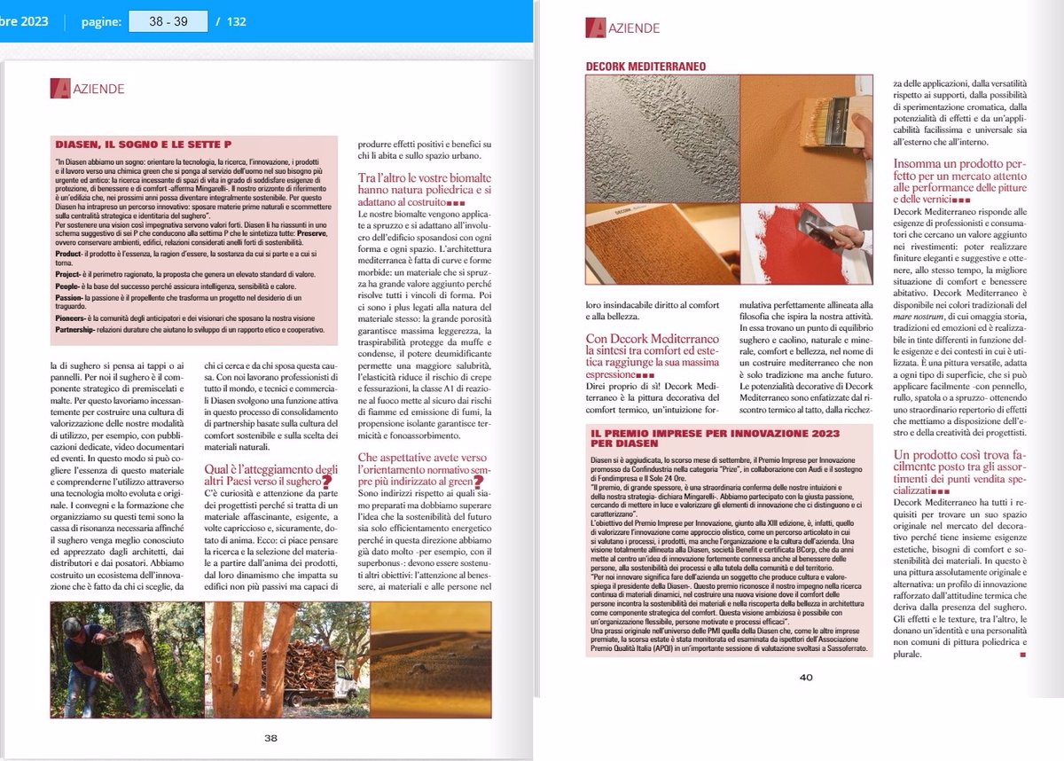 diegomingarelli's tweet photo. La mia intervista alla rivista @ColoreHobby.
Abbiamo parlato di #sughero, di #comfort sostenibile, di etica del business, di materiali, della sfida innovativa lanciata da #DIASEN al mondo della decorazione e della nostra visione del presente e del futuro https://t.co/tgLdeixGl4