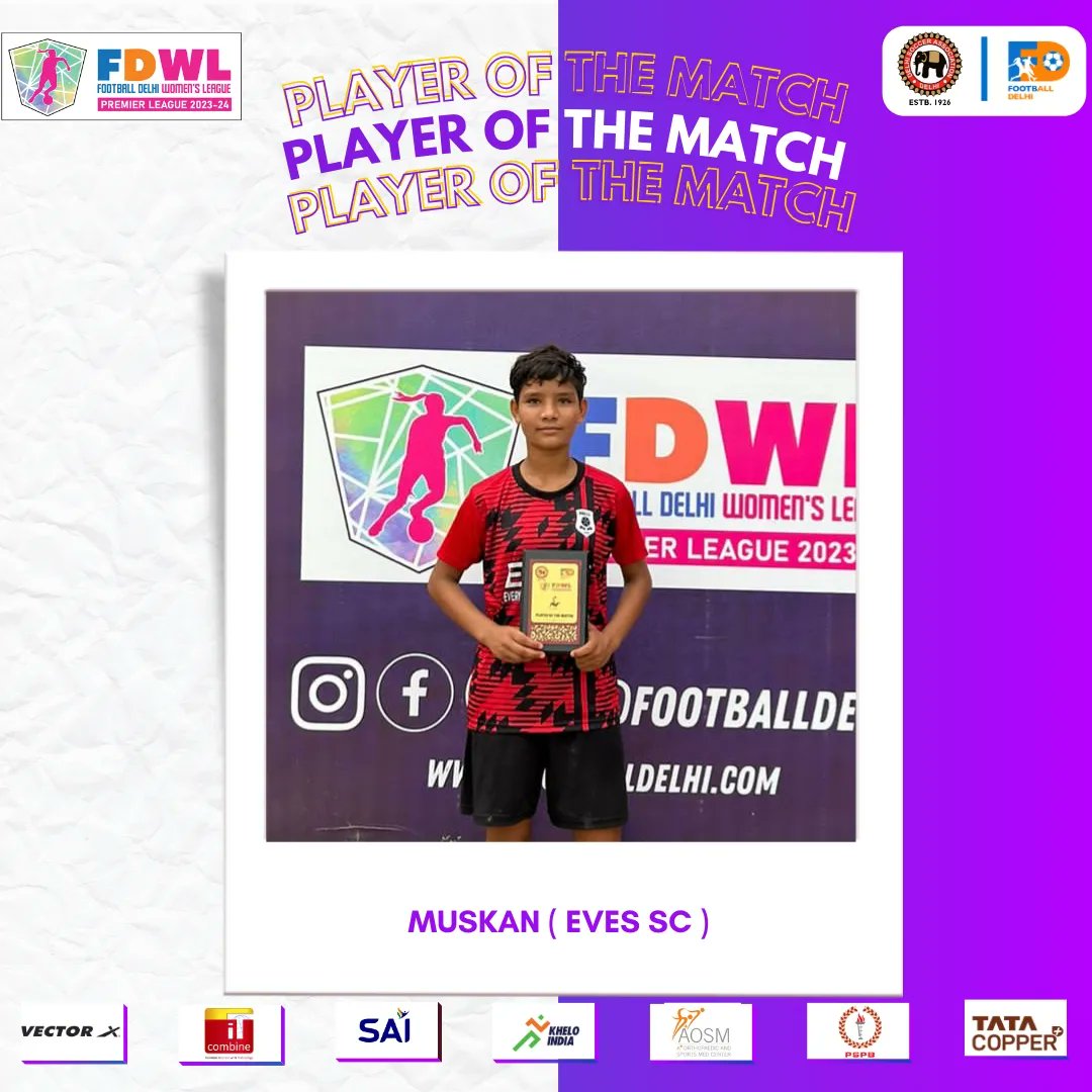 FootballDelhi's tweet photo. FULL TIME!๐ช
FFC 0๏ธโฃ-3๏ธโฃ ESC
Muskan from Eves SC wins the Player Of The Match Award ๐
#FootballDelhi #FDWPL #Indianfootball https://t.co/YE9Fa7Fakl