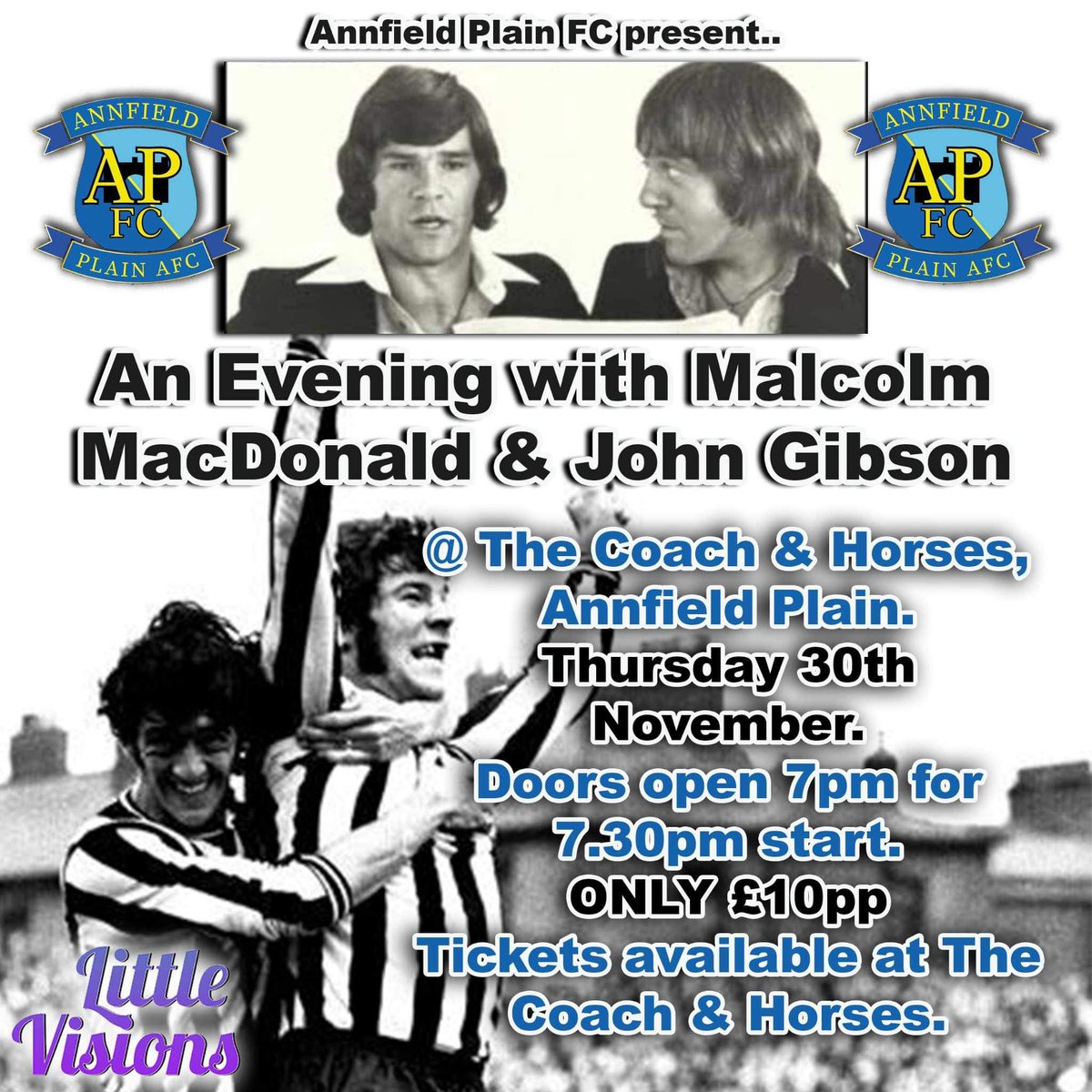 Supermac and Gibbo 30th November 7:30pm at Coach & Horses, Annfield Plain call Belinda on 07758 433690 for tickets #NUFC @9Supermac